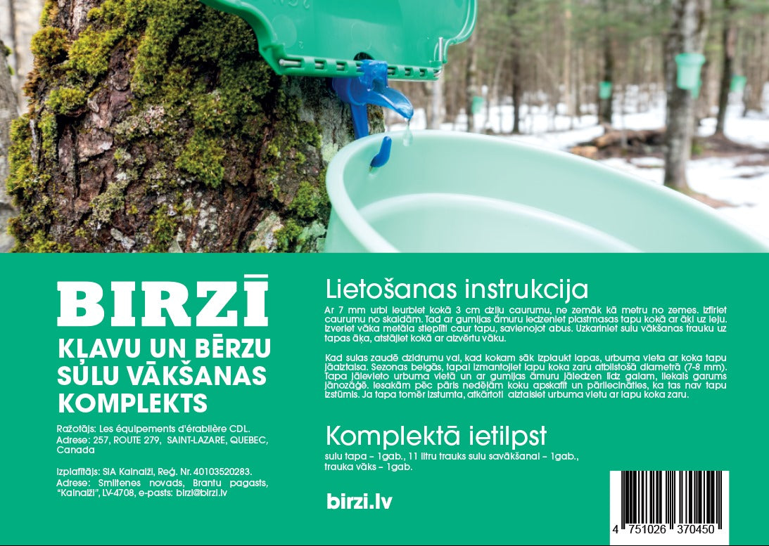 Kļavu un bērzu sulu tecināšanas komplekts- toveris ar vāku